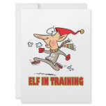 funny silly santa elf in training jogging cartoon invitations