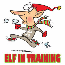 funny silly santa elf in training jogging cartoon acrylic cut out