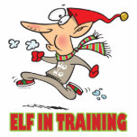 funny silly santa elf in training jogging cartoon acrylic cut out