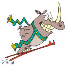 funny silly ski jump rhino cartoon photo sculptures