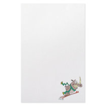 funny silly ski jump rhino cartoon stationery paper
