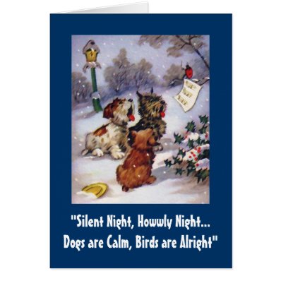 Funny Singing Dogs & Bird Animal Christmas Cards