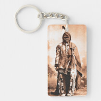 funny, gorilla, sitting kong, sitting bull, humor, collage, vintage, cool, parody, retro, geek, historical, photography, humorous, fun, ironic, keychain, [[missing key: type_aif_keychai]] with custom graphic design