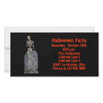 Funny Skeleton Tombstone Halloween Invite Personalized Photo Card
