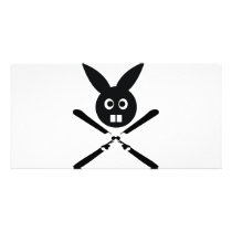 funny ski bunny icon photo cards