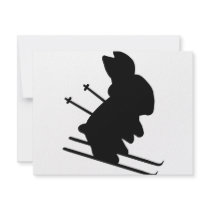 funny skier bunny icon invitations