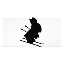 funny skier bunny icon photo card