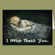 Funny Sleeping SEA OTTER Thank You Card cards