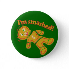 Funny Smashed Gingerbread Christmas Pinback Button