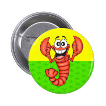 Funny Smiling Lobster Button