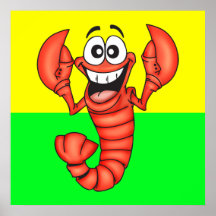 Funny Smiling Lobster Print