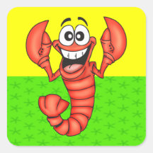 Funny Smiling Lobster Square Stickers