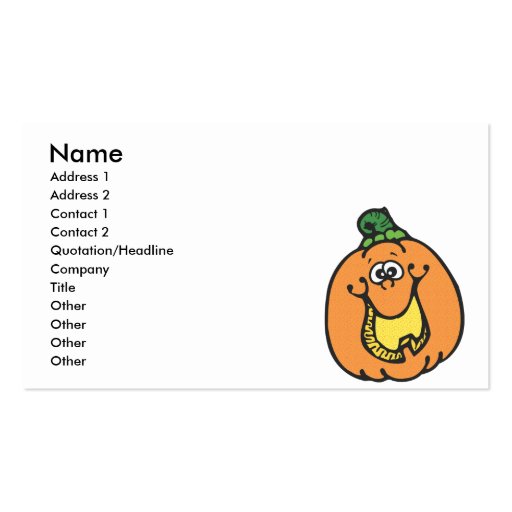funny smiling pumpkin business card templates