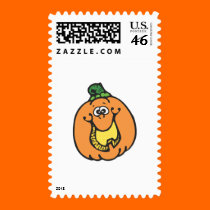 funny smiling pumpkin stamps