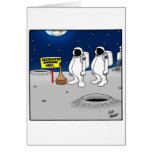 Funny Smoking in Space Cartoon Gifts cards
