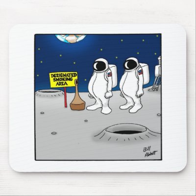 Funny Smoking in Space Cartoon Gifts Mouse Mat by finerthingsbuffalo