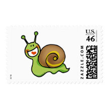 Funny snail postage stamp