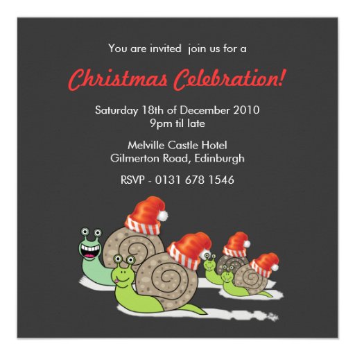 Funny Snails Christmas Party Invitation from Zazzle.com