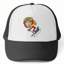 Funny Snow Skier Photo Face Template Mesh Hat