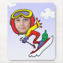 Funny Snow Skier Photo Face Template Mouse Pad