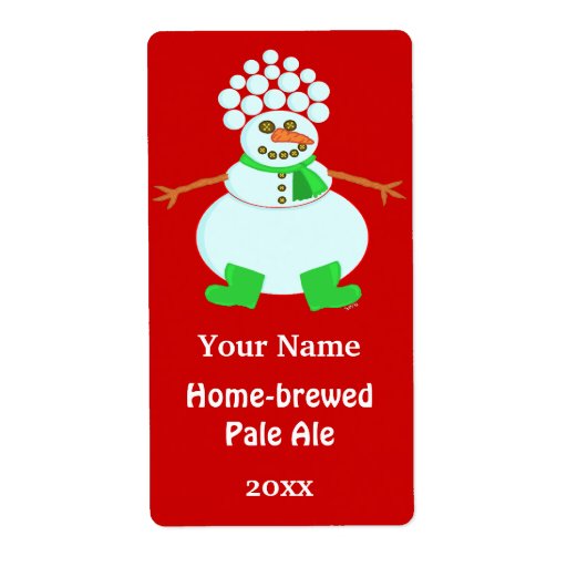 Funny Snowman Christmas Create Your Own Beer Custom Shipping Labels