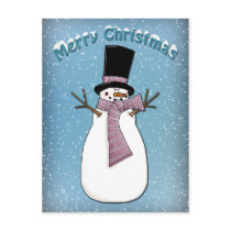 Funny Snowman with hat and scarf postcards