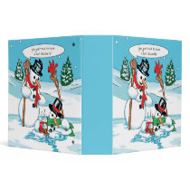 Funny Snowman with Hot Chocolate Cartoon Vinyl Binders