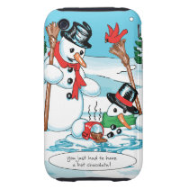 Funny Snowman with Hot Chocolate Cartoon casemate cases