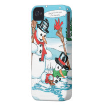 Funny Snowman with Hot Chocolate Cartoon casemate cases