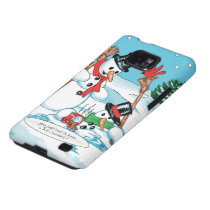 Funny Snowman with Hot Chocolate Cartoon casemate cases