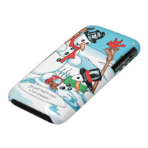 Funny Snowman with Hot Chocolate Cartoon casemate cases