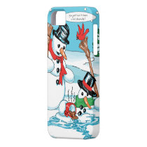 Funny Snowman with Hot Chocolate Cartoon casemate cases
