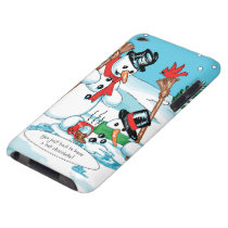Funny Snowman with Hot Chocolate Cartoon casemate cases