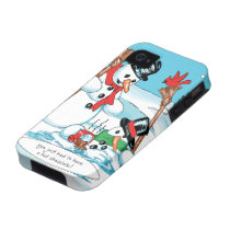 Funny Snowman with Hot Chocolate Cartoon casemate cases