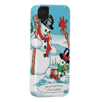 Funny Snowman with Hot Chocolate Cartoon casemate cases