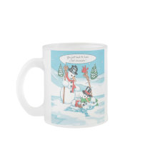 Funny Snowman with Hot Chocolate Cartoon Coffee Mugs