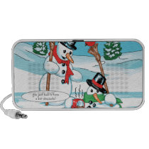Funny Snowman with Hot Chocolate Cartoon speakers