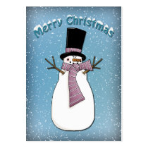 Funny Snowman with scarf and hat business cards