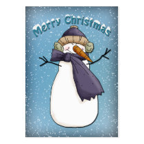 Funny Snowman with scarf and hat business cards