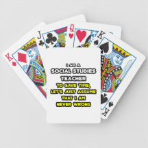 Funny Social Studies Teacher T-Shirts and Gifts Bicycle Card Decks