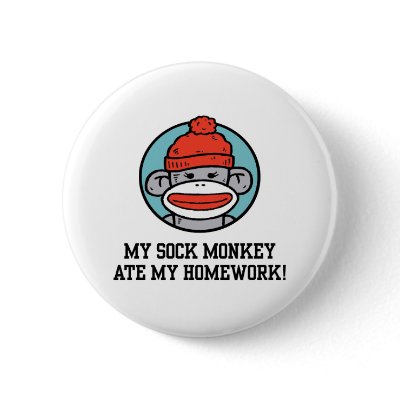 Funny Sock Monkey pinback button