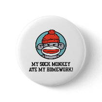 Funny Sock Monkey buttons