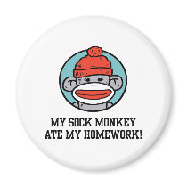 Funny Sock Monkey magnets by magarmor Funny Sock Monkey magnets