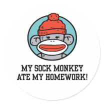 Funny Sock Monkey Stickers