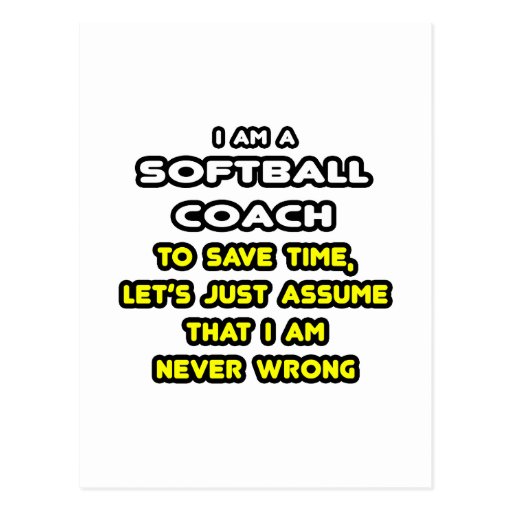 Funny Softball Coach TShirts and Gifts Postcard Zazzle