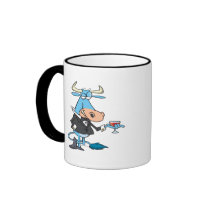 funny sophisticated bull cartoon mug