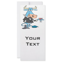 funny sophisticated bull cartoon rack card design
