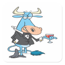 funny sophisticated bull cartoon sticker