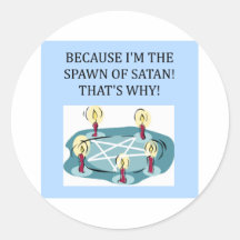 funny spawn of satan round stickers