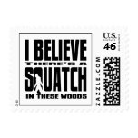 Funny Squatch in These Woods! (Black) Postage Stamps